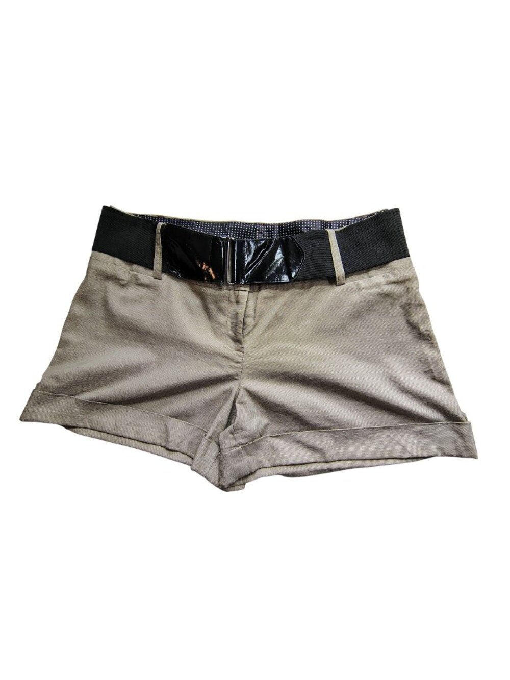 Maurices Womens Khaki Shorts With Polka Dot Lining & Stretch Waistband Siz 15/16